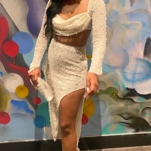 Bridal Pearl Cowl Neck Beaded TOP ONLY